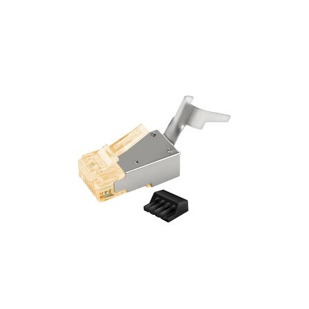 Cable Wholesale Simply45 Shielded Cat6a RJ45 Crimp Connectors, external ground, Solid/Stranded 23AWG, Orange S45-1155